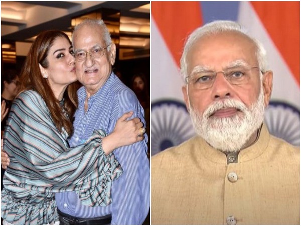 Throwback picture of Raveena Tandon with her late father, PM Modi (Image source: Instagram)