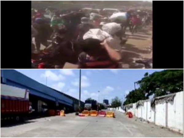 Huge crowd of migrant workers gathered outside Bandra Railway Station in Mumbai. The area was later cleared by police.