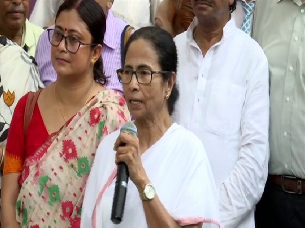 West Bengal CM Mamata Banerjee talking to reporters in Kolkata on Tuesday. Photo/ANI