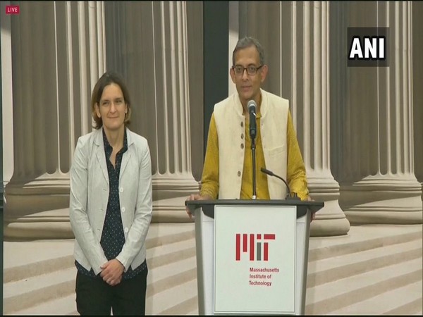 Prof Abhijit Banerjee speaking at MIT, Cambridge, on Monday. 