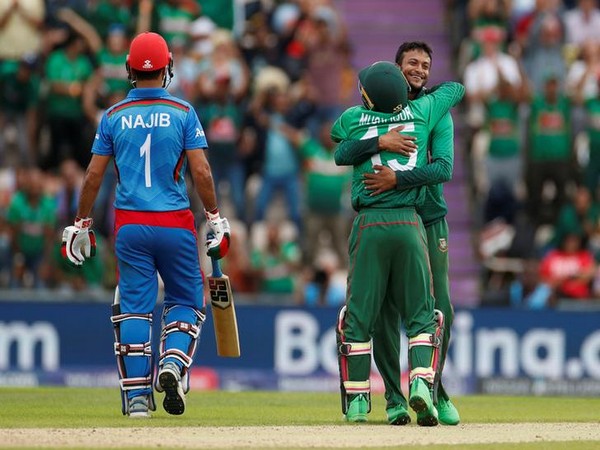 Shakib Al Hasan celebrating after taking a wicket