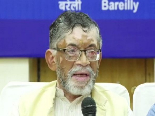 Union Minister Santosh Gangwar addressing press conference at Bareilly on Saturday  