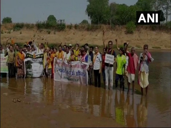 Bastar residents are holding foot-march to save river Indravati. Photo/ANI