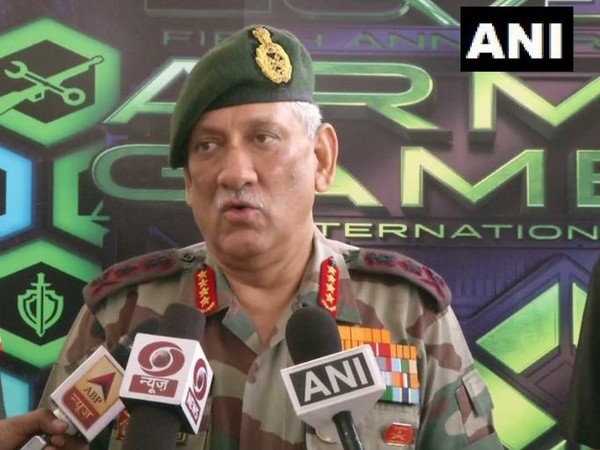 Army chief General Bipin Rawat talking to the media. Photo/ANI