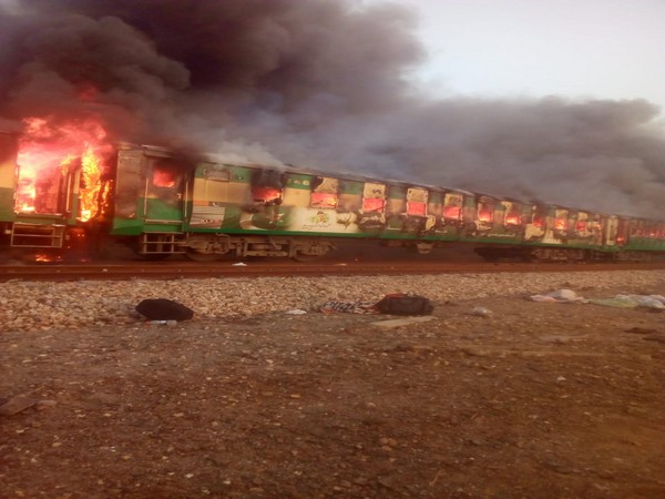 Death toll rises to 62, in incident where fire broke out in Karachi-Rawalpindi Tezgam express train in Liaqatpur near Rahim Yar Khan, earlier today.