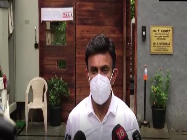 Karnataka Health Minister Dr K Sudhakar speaking to media on Thursday. (Photo/ANI)