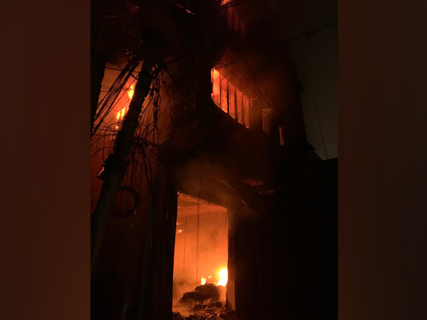 Visuals from the fire in Gandhi Nagar, Delhi. (Photo/ANI)