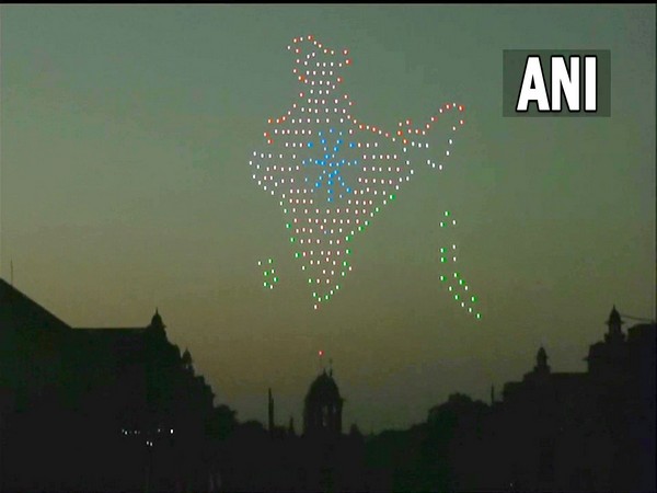 Drone show during Beating Retreat ceremony on Vijay Chowk (File Photo/ANI)