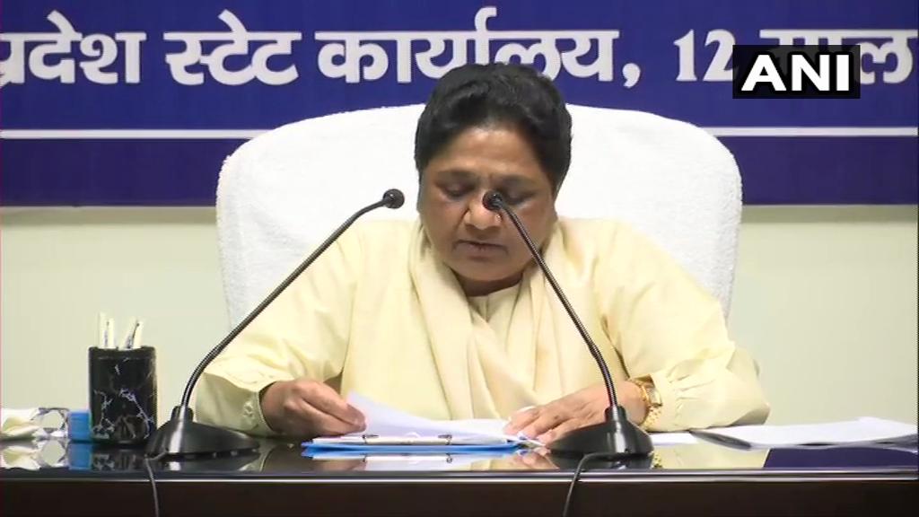 BSP chief Mayawati addressing press conference at Lucknow on Monday 