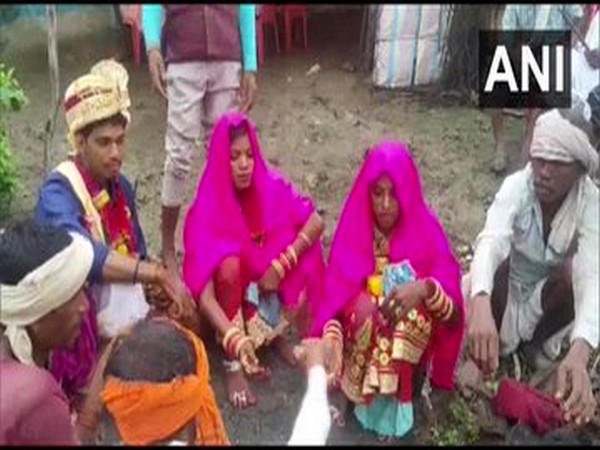 Sandeep Uike while getting married to two women. Photo/ANI