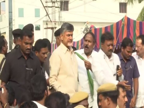 TDP chief N Chandrababu Naidu visited the Thulluru village in Andhra Pradesh. Photo/ANI