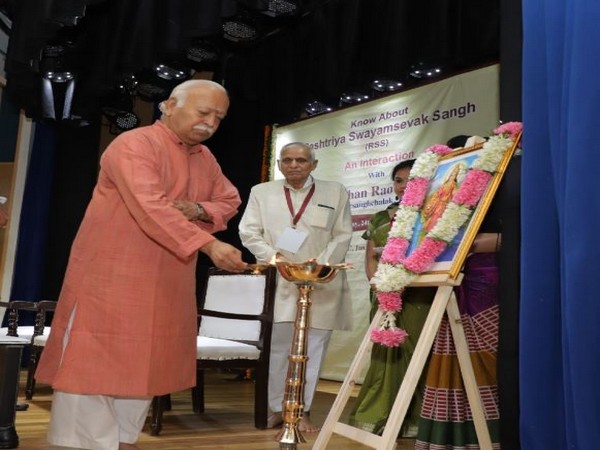 RSS chief Mohan Bhagwat at Dr Ambedkar International Centre in New Delhi on Tuesday[Photo/ANI]