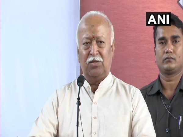 RSS Chief Mohan Bhagwat addressing media persons in New Delhi on Saturday 