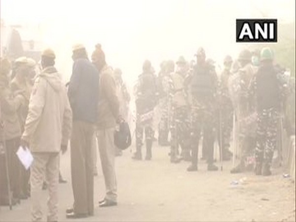 At Delhi-Haryana border in Singhu on Tuesday morning. (Photo/ANI)
