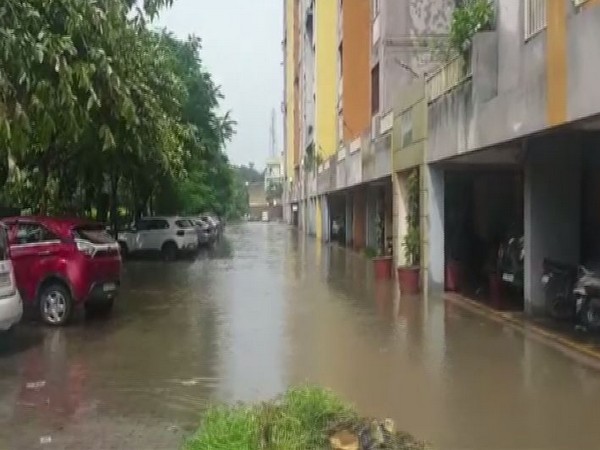 Water accumulated in Bharat City in Ghaziabad (Photo/ANI)