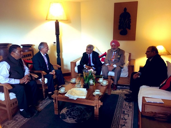 External Affairs Minister S Jaishankar meeting Nepal's former Prime Minister, Baburam Bhattarai in Kathmandu on Thursday (Photo/Bhattarai's Twitter)