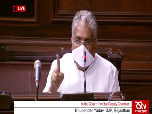 BJP MP Bhupender Yadav in Rajya Sabha on Sunday.