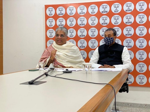 BJP leader Bhupender Yadav (Left) and party's spokesperson Sambit Patra during the webinar.
