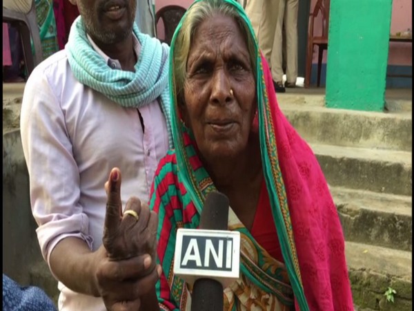 Elderly woman coming out of polling booth in Gaya district (Photo/ANI)