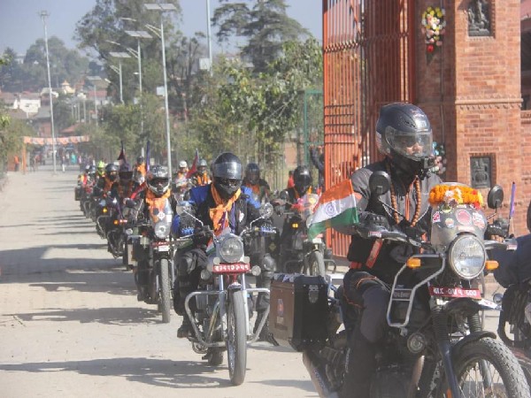 Participants of Pashupatinath-Kashi Vishvanath Amrit Mahotsav Motorcycle Rally in Kathmandu