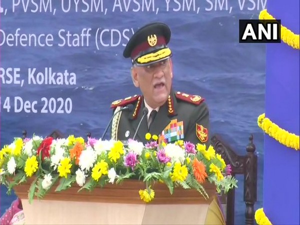Chief of Defence Staff General Bipin Rawat speaking in Kolkata on Monday. [Photo/ANI]