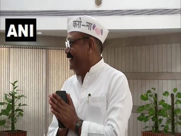 BJP MP Rajkumar Chahar arriving for the Parliamentary party meeting on Tuesday.