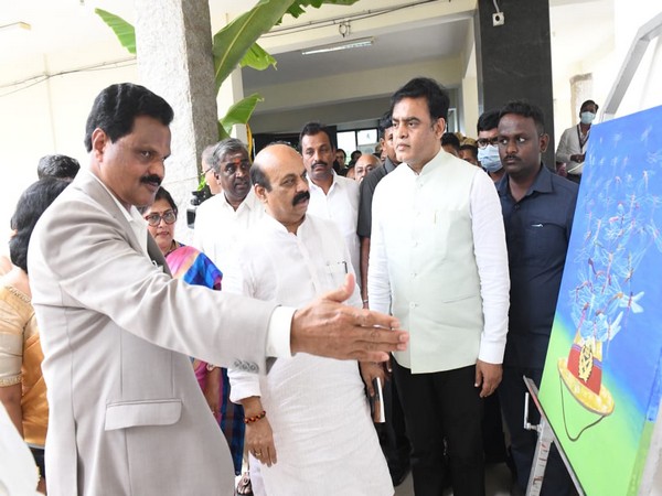 Karnataka Chief Minister Basavaraj Bommai at the Hampi Kannada University premises (Photo/Twitter)