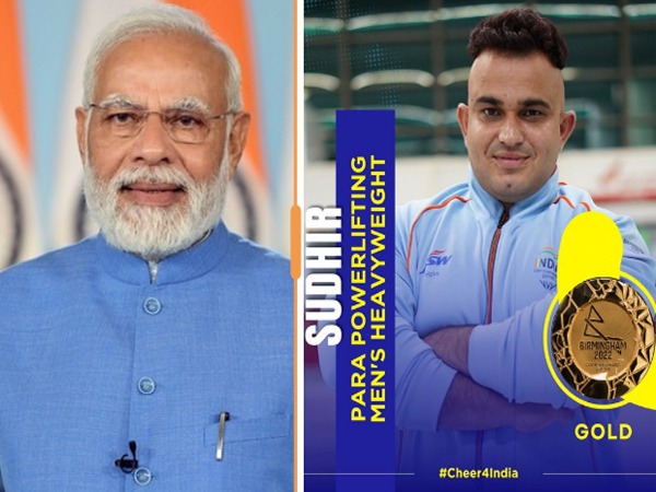 Prime Minister Narendra Modi (Left), para-powerlifter Sudhir (Right)