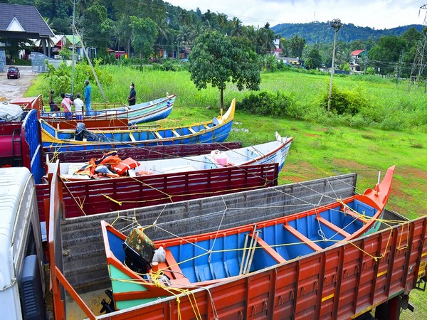 As many as 10 boats were brought to the Pathanamthitta district. (Photo/ANI)
