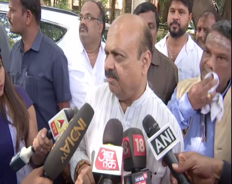 Karnataka Minister Basavaraj Bommai speaking to reporters in Bengaluru on Wednesday. Photo/ANI
