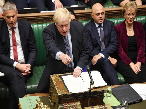 Britain's Prime Minister Boris Johnson speaks during a debate on Brexit, as parliament sits on a Saturday