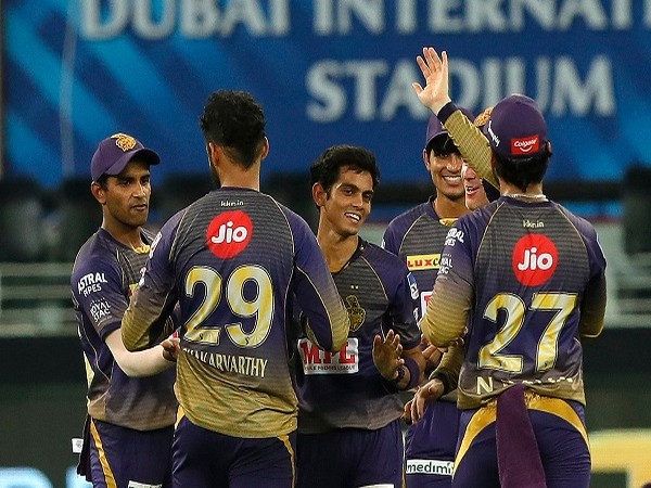 KKR players celebrating after taking a wicket (Image: Indian Premier League's Twitter )