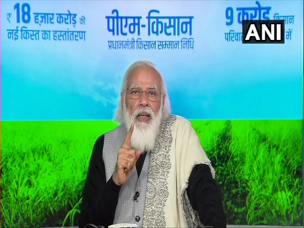 PM Narendra Modi addressing farmers on Friday via video conferencing.