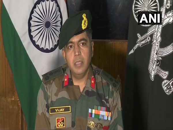 Brigadier Vijay Mahadevan addressing a press conference in Anantnag on Friday.
