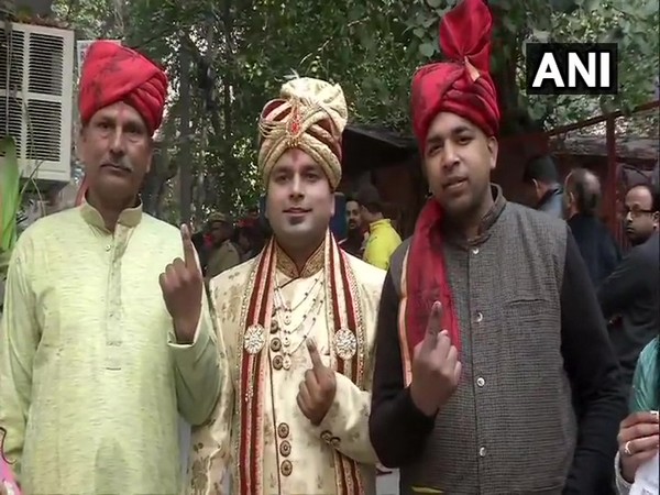 Bridegroom along with his family cast vote in Delhi assembly election