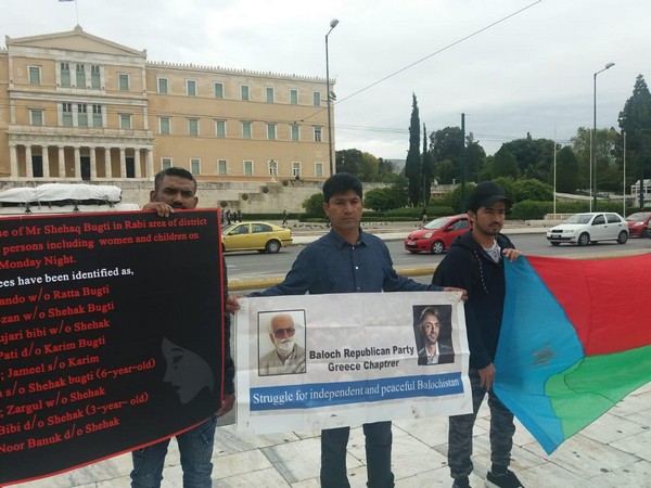 Protests by Baloch Republican Party's (BRP) Greece chapter underway in Athens on May 5 