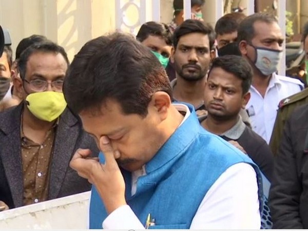 TMC leader Rajib Banerjee breaks down while talking to media on Friday. (Photo/ANI)