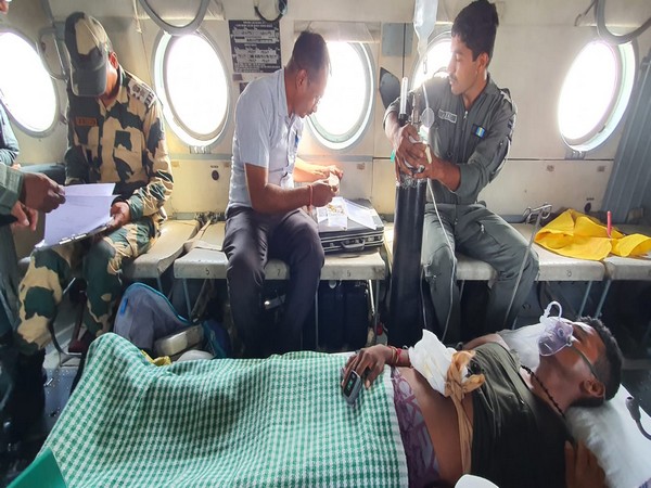 The injured BSF constable getting treatment after the accident. 