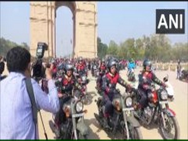 BSF women starting the expedition ride.( Photo/ANI)