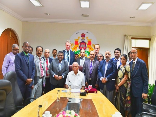 Karnataka Chief Minister BS Yediyurappa meeting with the delegation on Saturday in Bengaluru. Photo/ANI