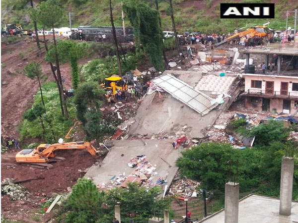 Visulas from the building collapse site in Solan , HP