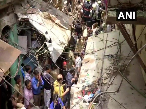 Visuals from building collapse in Mumbai. Photo/ANI