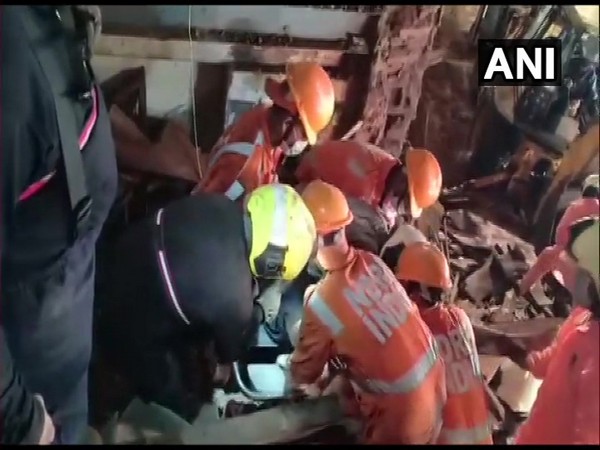 Rescue operations are on at the area where the portion of a building collapsed earlier in the day.