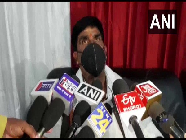 Buxar Sadar MLA Sanjay Kumar Tiwari speaking to media. 