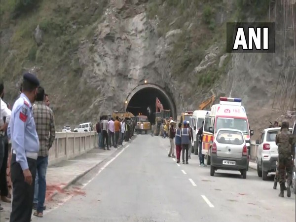 Rescue operation on after the tunnel collapsed in Jammu and kashmir's Ramban. (ANI/photo)