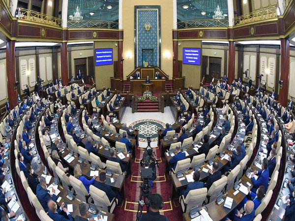 Kazakh President Kassym-Jomart Tokayev during his address to the nation on September 1.