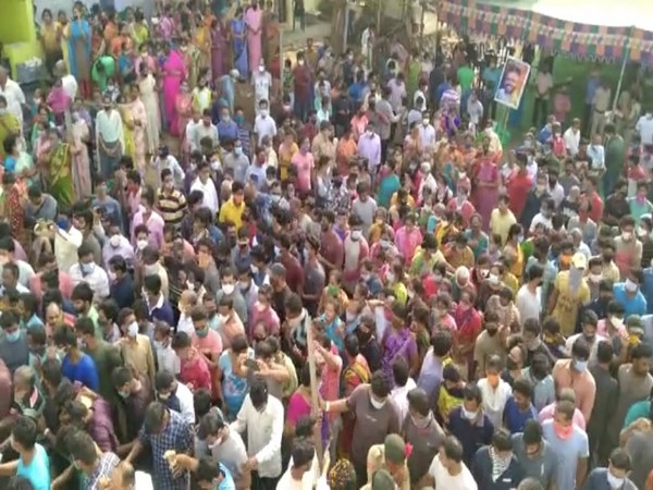 The procession at the final rites of the deceased CRPF jawan. (Photo/ANI)