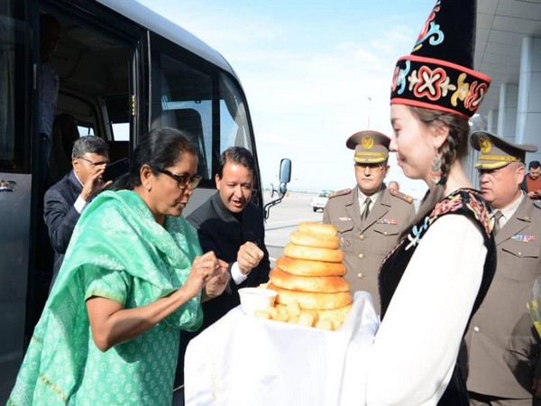Defence Minister Nirmala Sitharaman was given a traditional welcome at Bishkek, Kyrgyzstan. She arrived here on Sunday to take part in SCO summit.