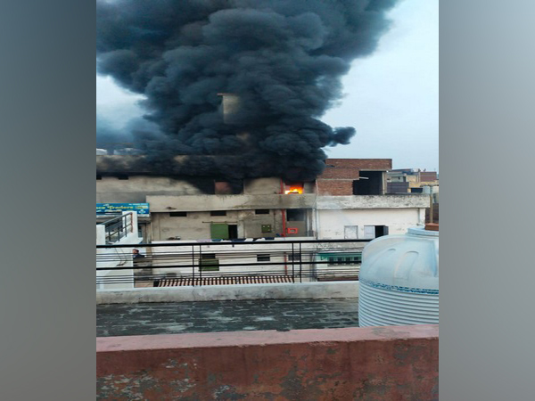 A fire broke out in a plastic godown at Ludhiana's Field Ganj on Thursday. (Photos/ANI)