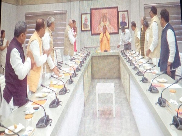 Chief Minister Yogi Adityanath heading his last cabinet meeting (Photo/ANI)